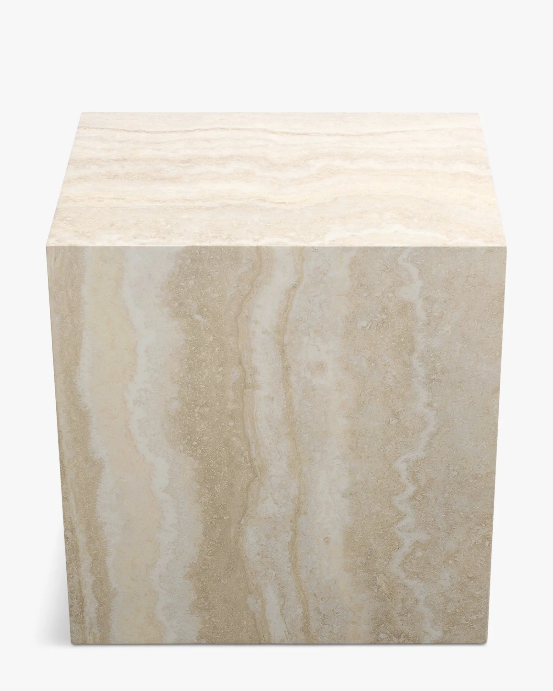 Table d'appoint, Cube effet travertin naturel, H50 Borgo