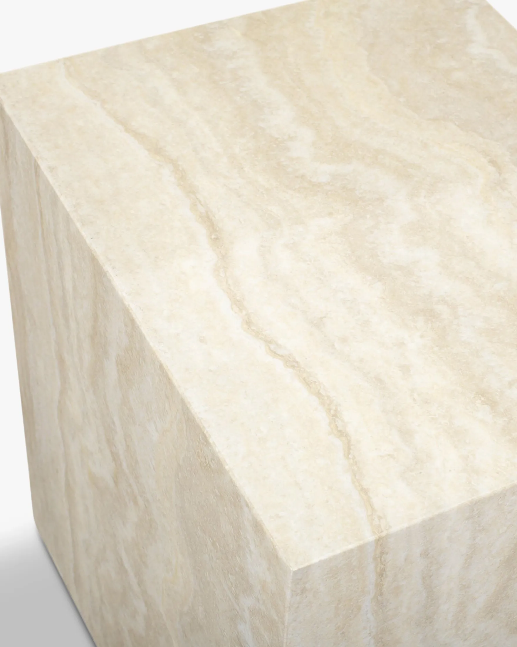 Table d'appoint, Cube effet travertin naturel, H50 Borgo