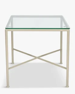 Table d'appoint de jardin, Verre transparent & métal taupe Bel Air