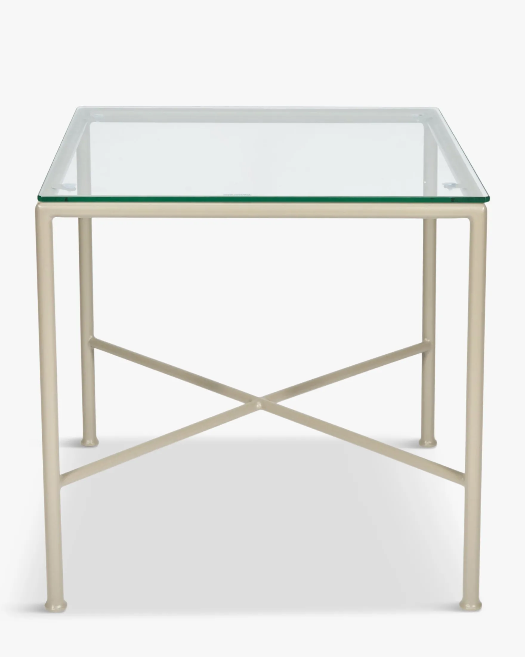 Table d'appoint de jardin, Verre transparent & métal taupe Bel Air