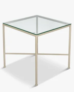 Table d'appoint de jardin, Verre transparent & métal taupe Bel Air