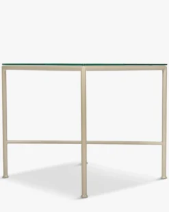 Table d'appoint de jardin, Verre transparent & métal taupe Bel Air