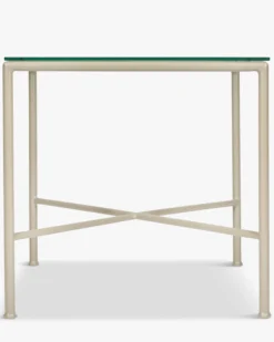 Table d'appoint de jardin, Verre transparent & métal taupe Bel Air