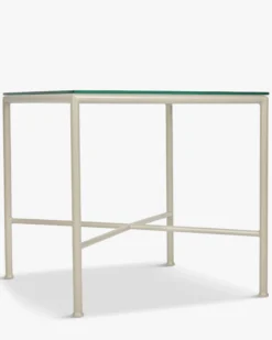 Table d'appoint de jardin, Verre transparent & métal taupe Bel Air