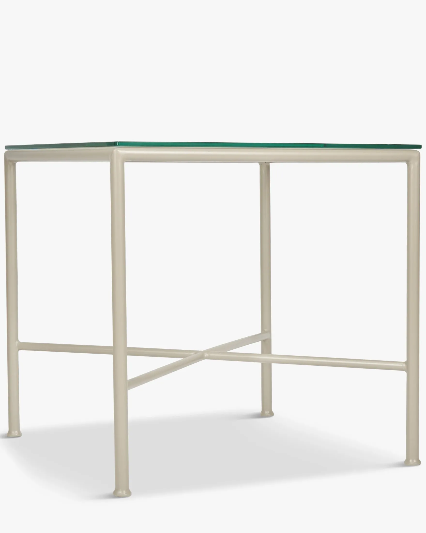 Table d'appoint de jardin, Verre transparent & métal taupe Bel Air