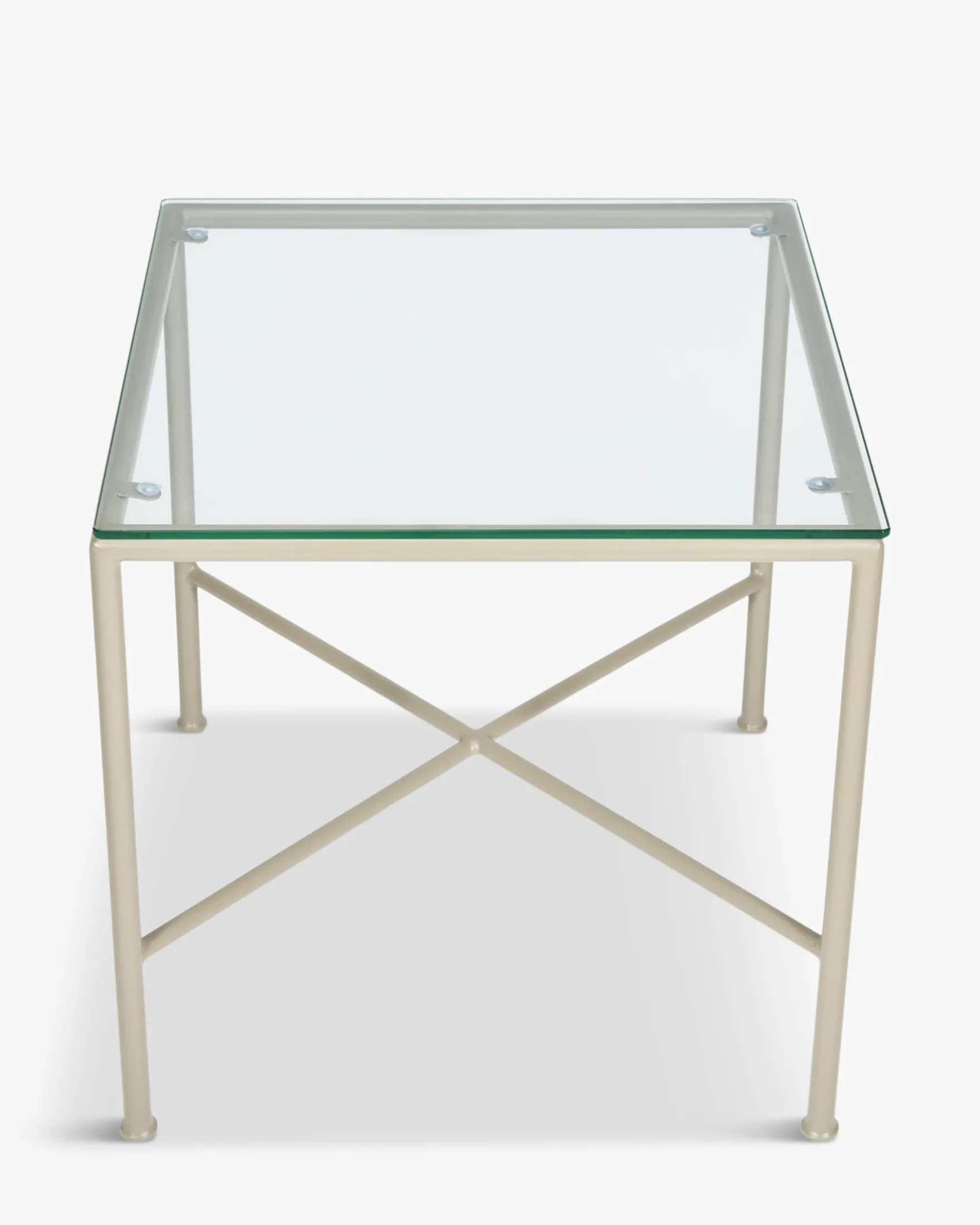 Table d'appoint de jardin, Verre transparent & métal taupe Bel Air