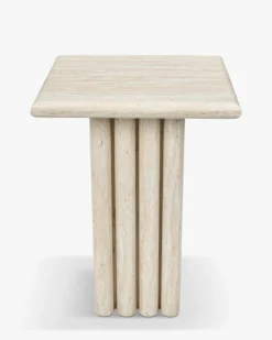 Table d'appoint, Effet travertin glossy, H51 Artemis