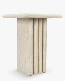 Table d'appoint, Effet travertin glossy, H51 Artemis