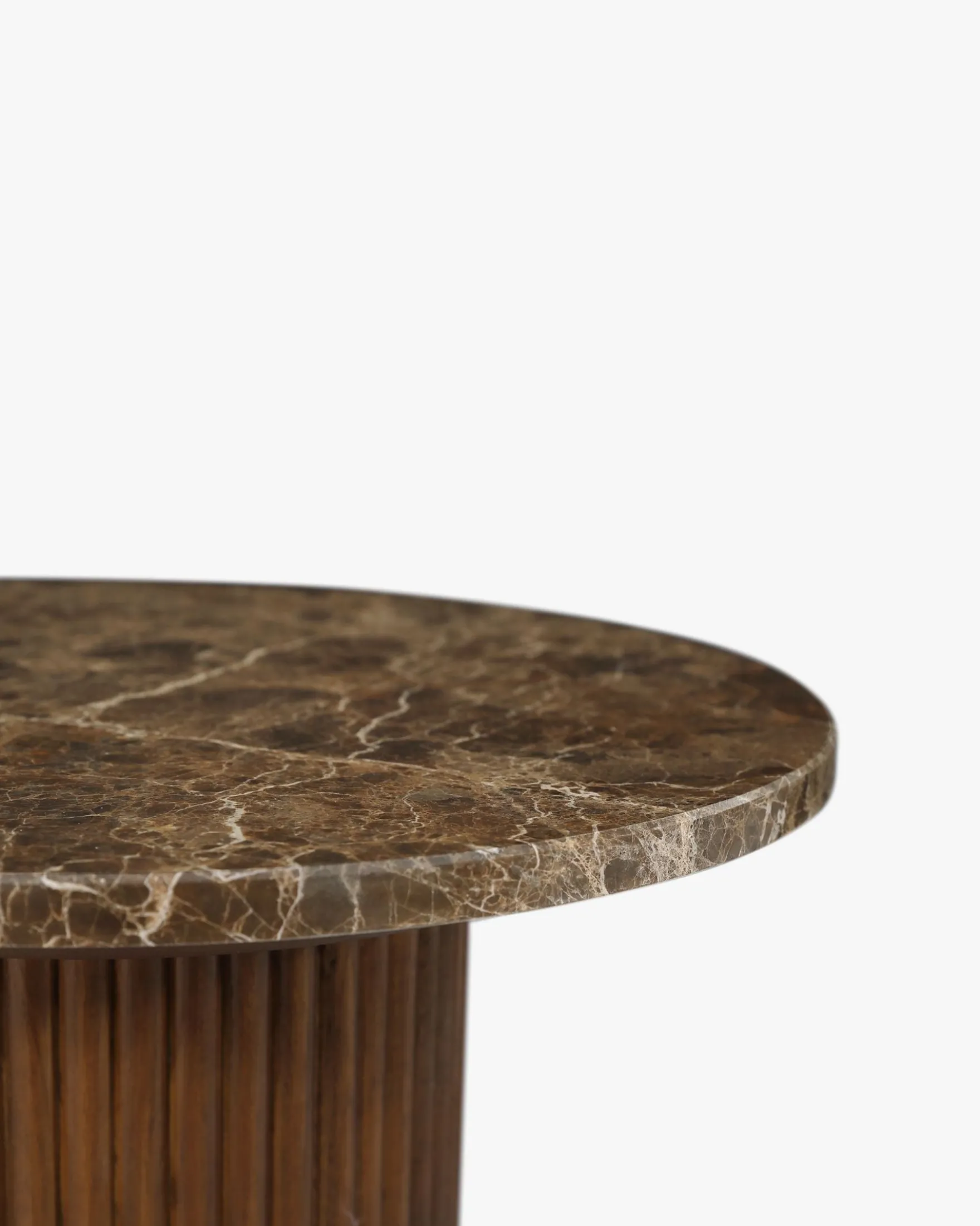 Table d'appoint, Marbre Dark Emperador & Bois teinté noyer, Ø45 Oviedo
