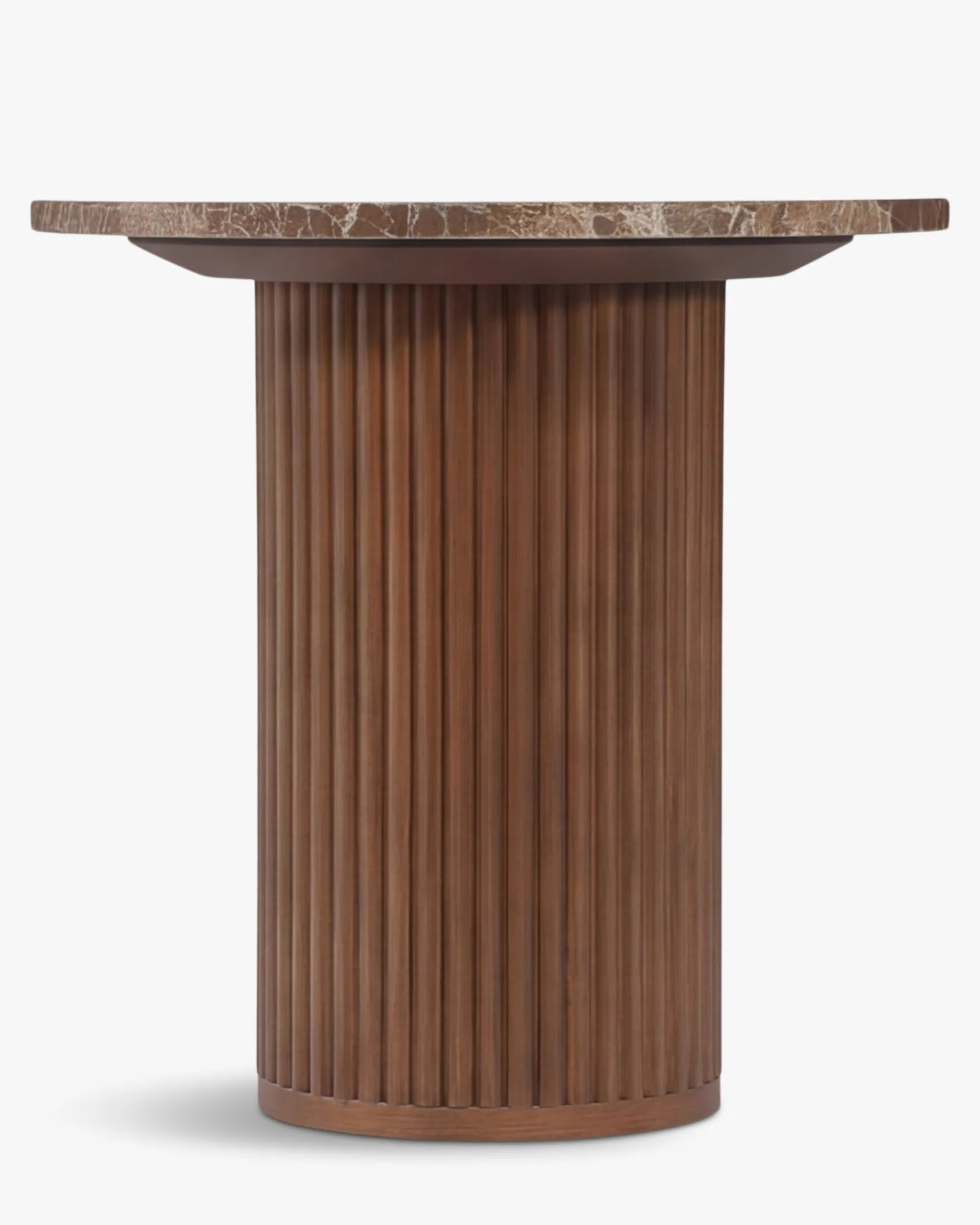 Table d'appoint, Marbre Dark Emperador & Bois teinté noyer, Ø45 Oviedo