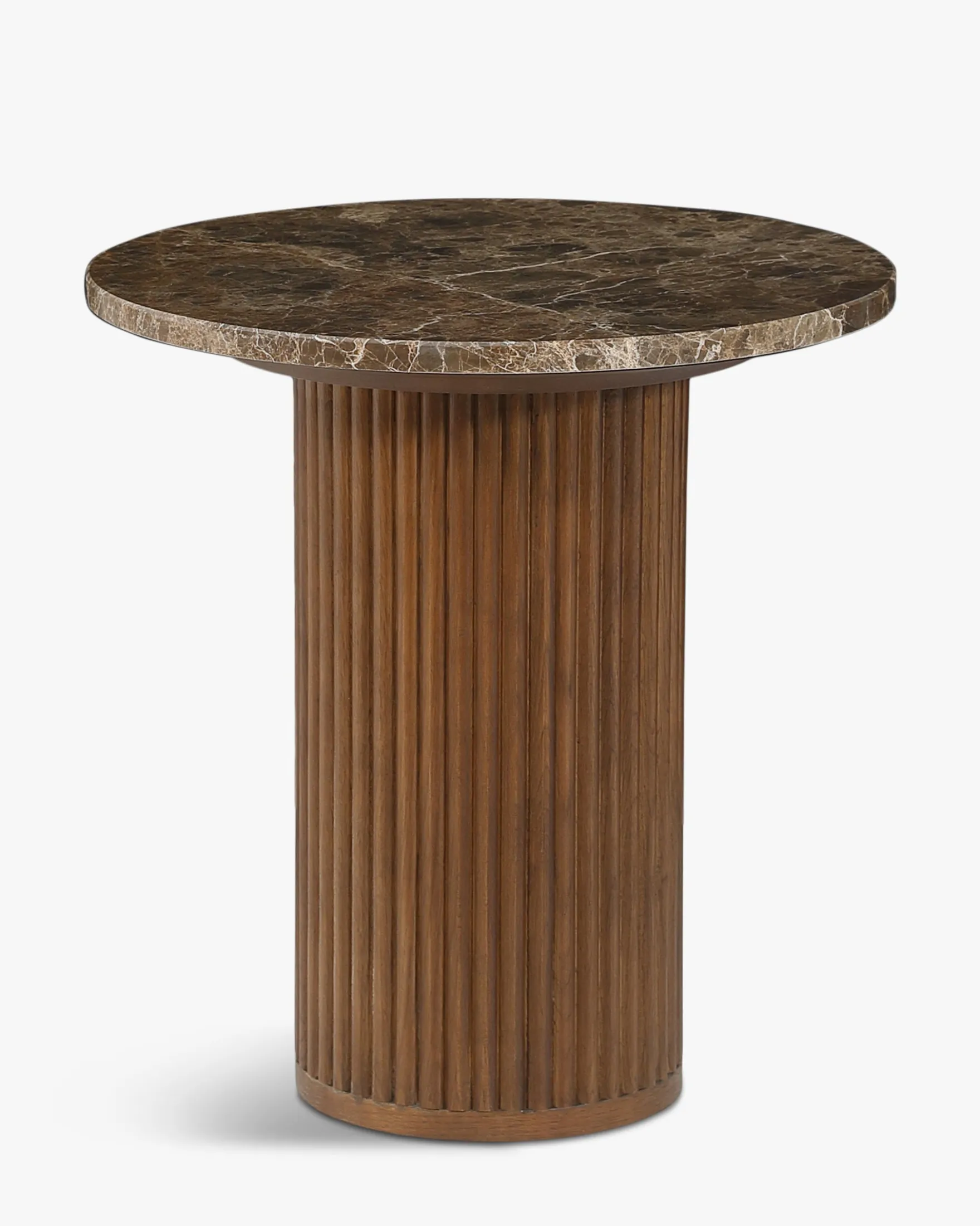 Table d'appoint, Marbre Dark Emperador & Bois teinté noyer, Ø45 Oviedo