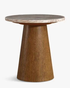 Table d'appoint, Marbre Kanta rouge & bois noyer, H42 Avila