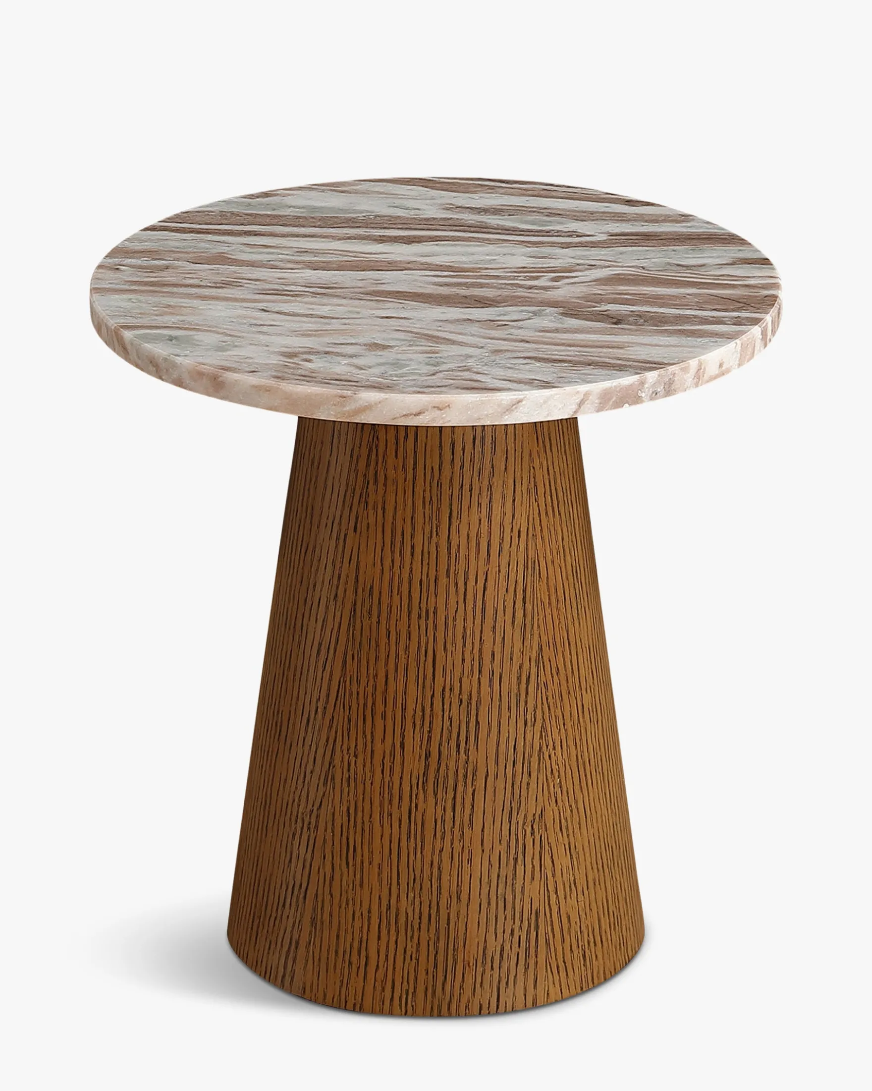 Table d'appoint, Marbre Kanta rouge & bois noyer, H42 Avila