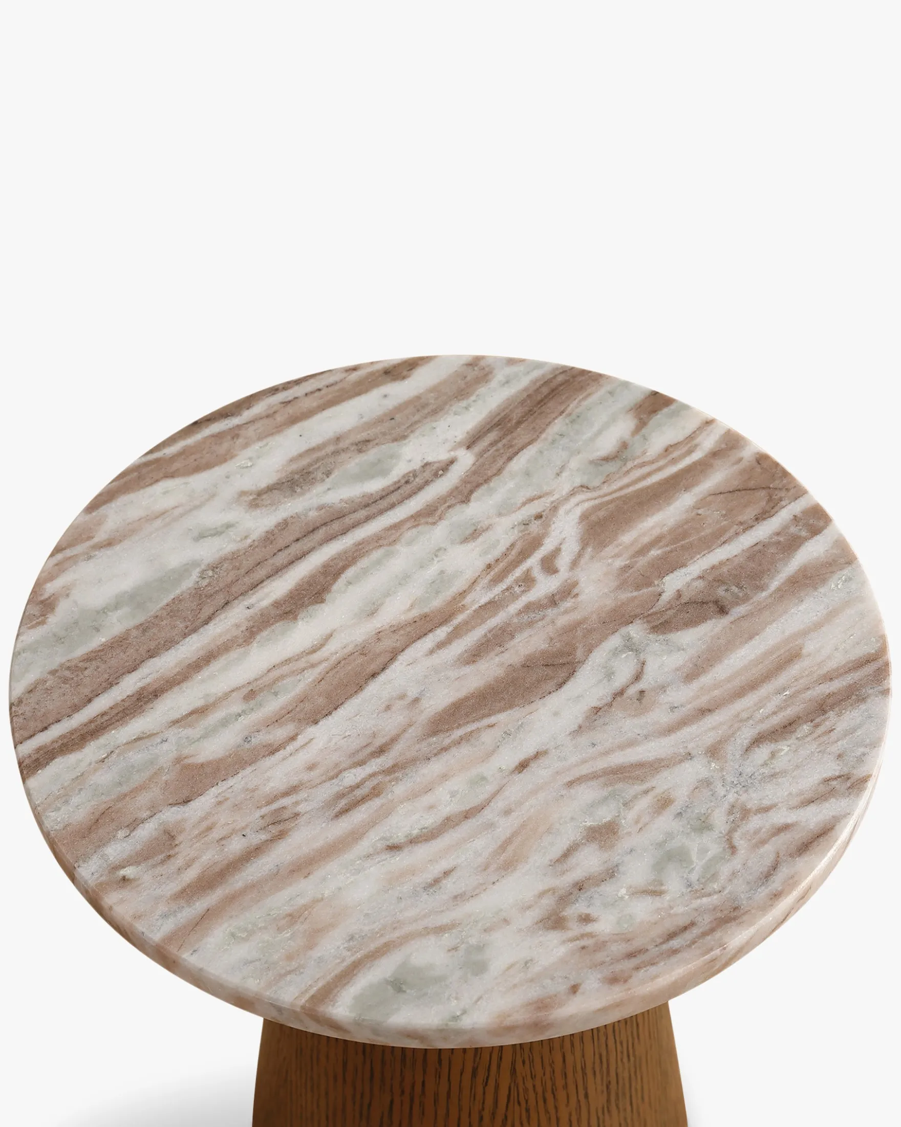 Table d'appoint, Marbre Kanta rouge & bois noyer, H42 Avila