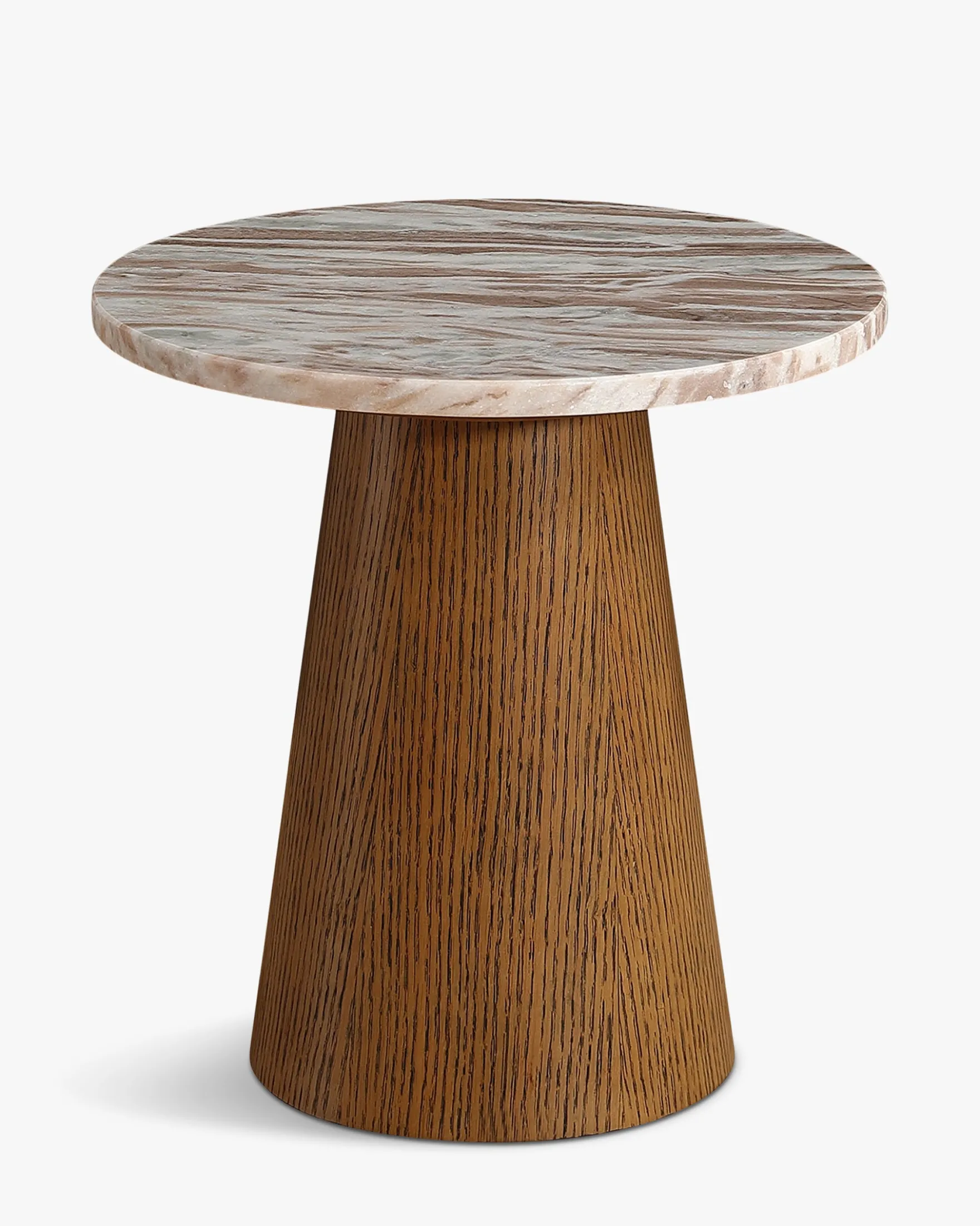 Table d'appoint, Marbre Kanta rouge & bois noyer, H42 Avila