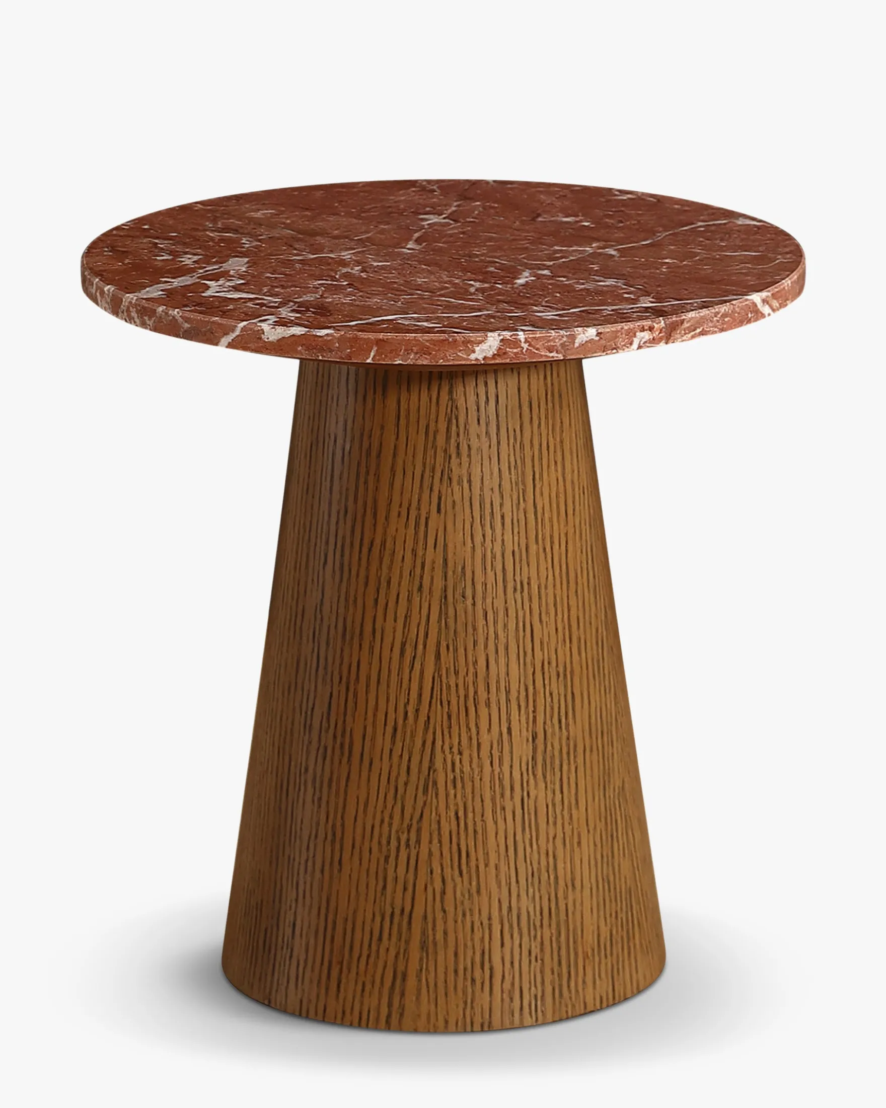 Table d'appoint, Marbre rouge & bois noyer, H42 Avila