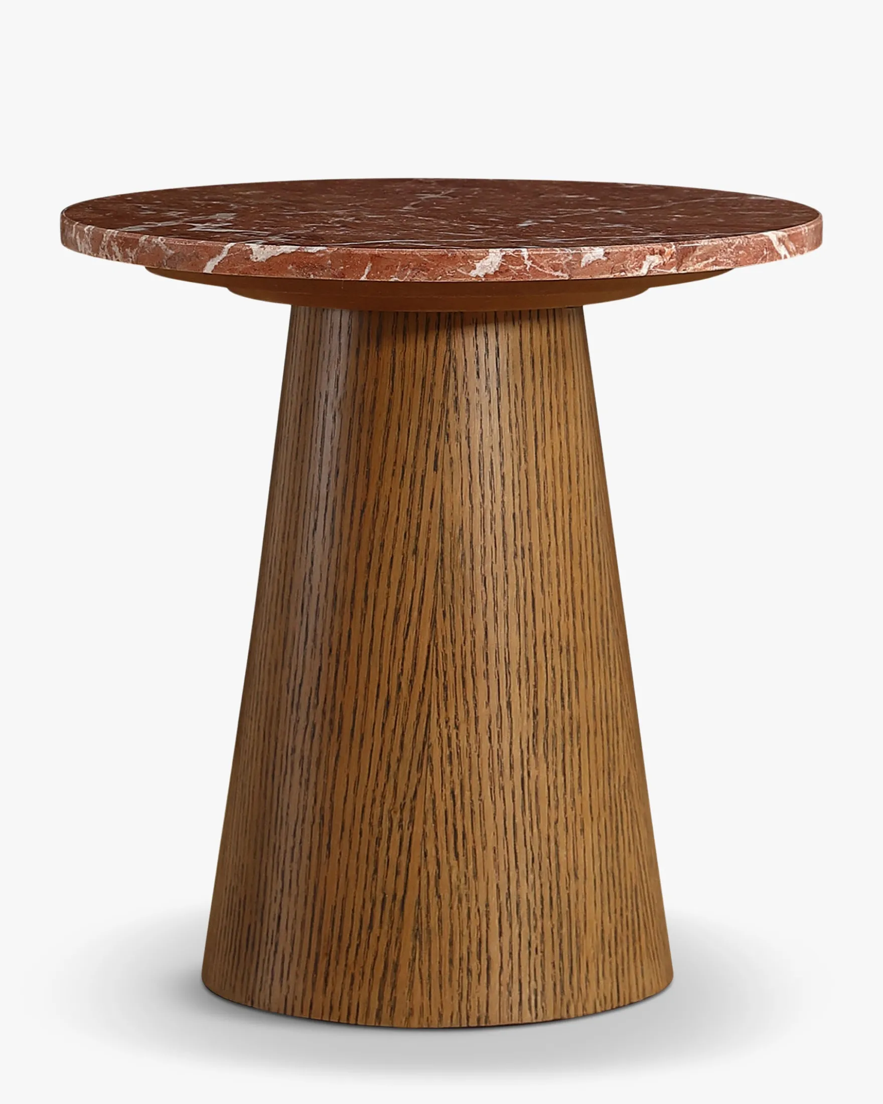 Table d'appoint, Marbre rouge & bois noyer, H42 Avila