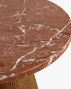 Table d'appoint, Marbre rouge & bois noyer, H42 Avila