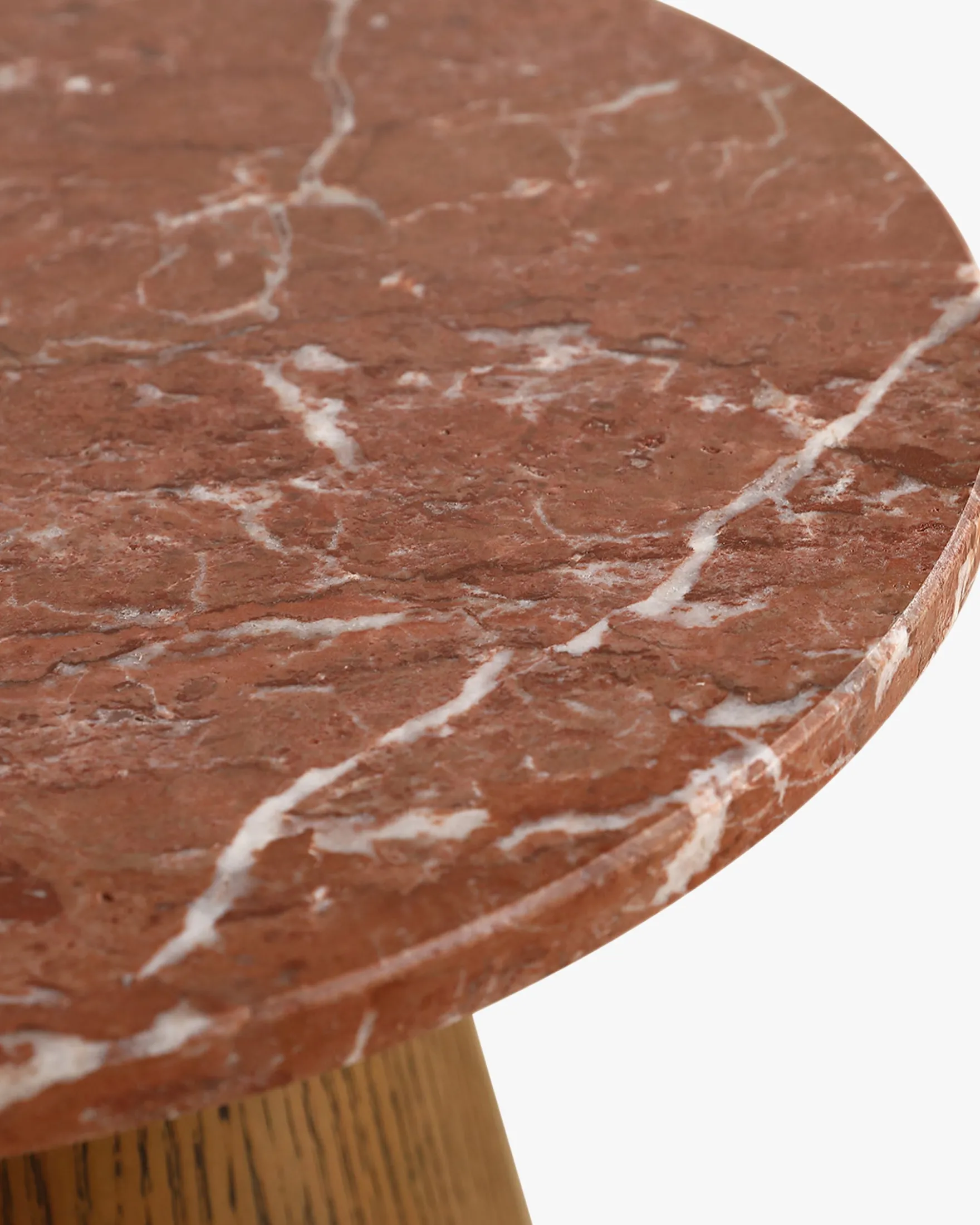 Table d'appoint, Marbre rouge & bois noyer, H42 Avila