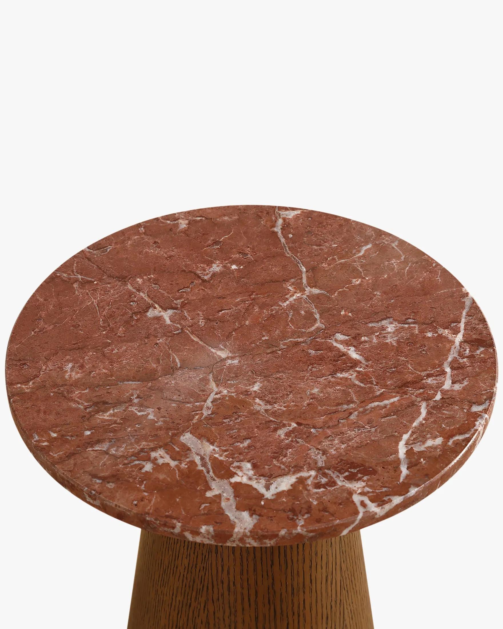 Table d'appoint, Marbre rouge & bois noyer, H42 Avila