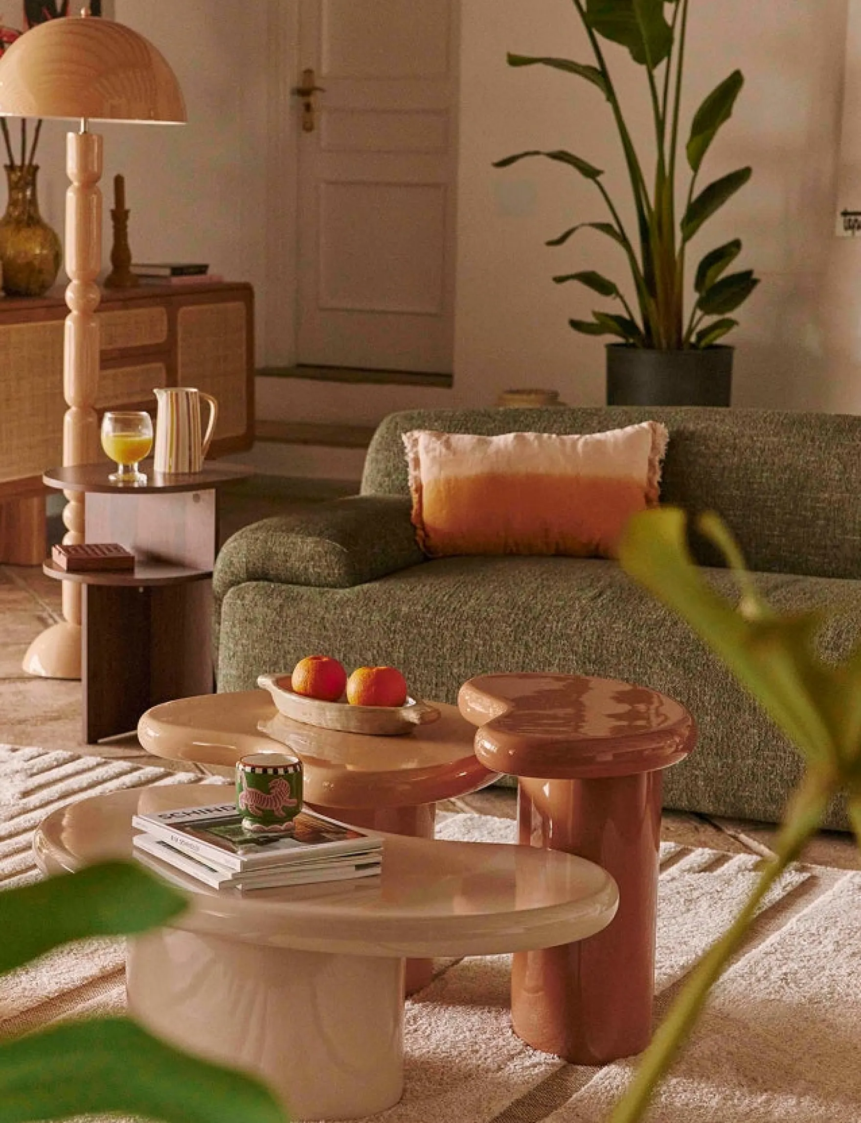Table d'appoint modulable indoor/outdoor, Beige caramel glossy, H39 Levanto