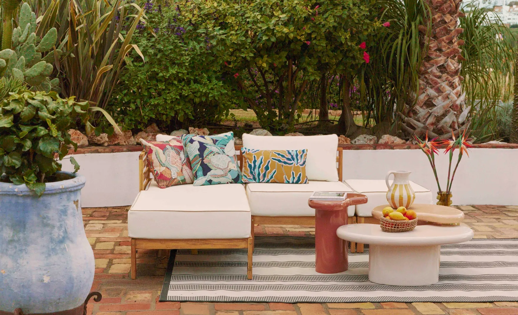 Table d'appoint modulable indoor/outdoor, Beige caramel glossy, H39 Levanto