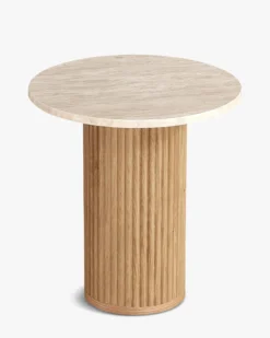 Table d'appoint, Véritable pierre de travertin, Ø45 Oviedo