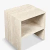 Table de chevet, Beige effet travertin, H50 Napoli