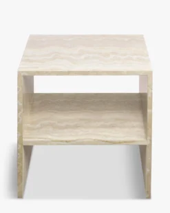 Table de chevet, Beige effet travertin, H50 Napoli