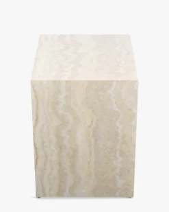 Table de chevet, Beige effet travertin, H50 Napoli