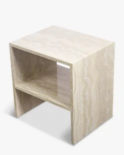 Table de chevet, Beige effet travertin, H50 Napoli