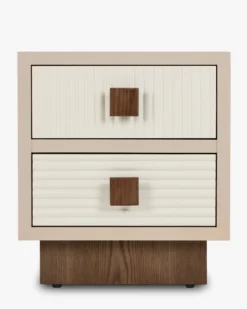 Table de chevet, Bois beige & Bois teinte noyer, H50,5 Archi