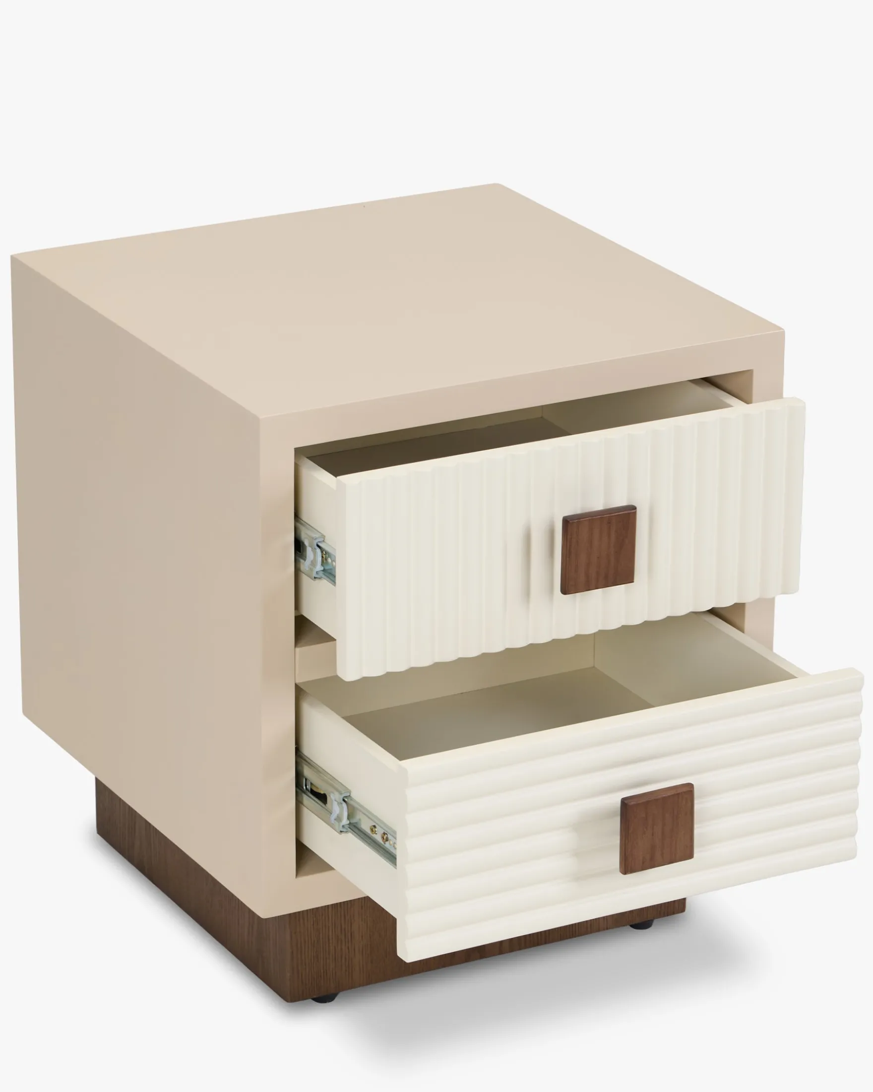 Table de chevet, Bois beige & Bois teinte noyer, H50,5 Archi