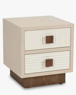 Table de chevet, Bois beige & Bois teinte noyer, H50,5 Archi