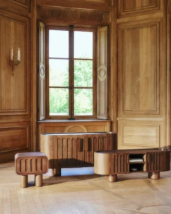 Table de chevet, Bois teinte noyer, H51 Lombok