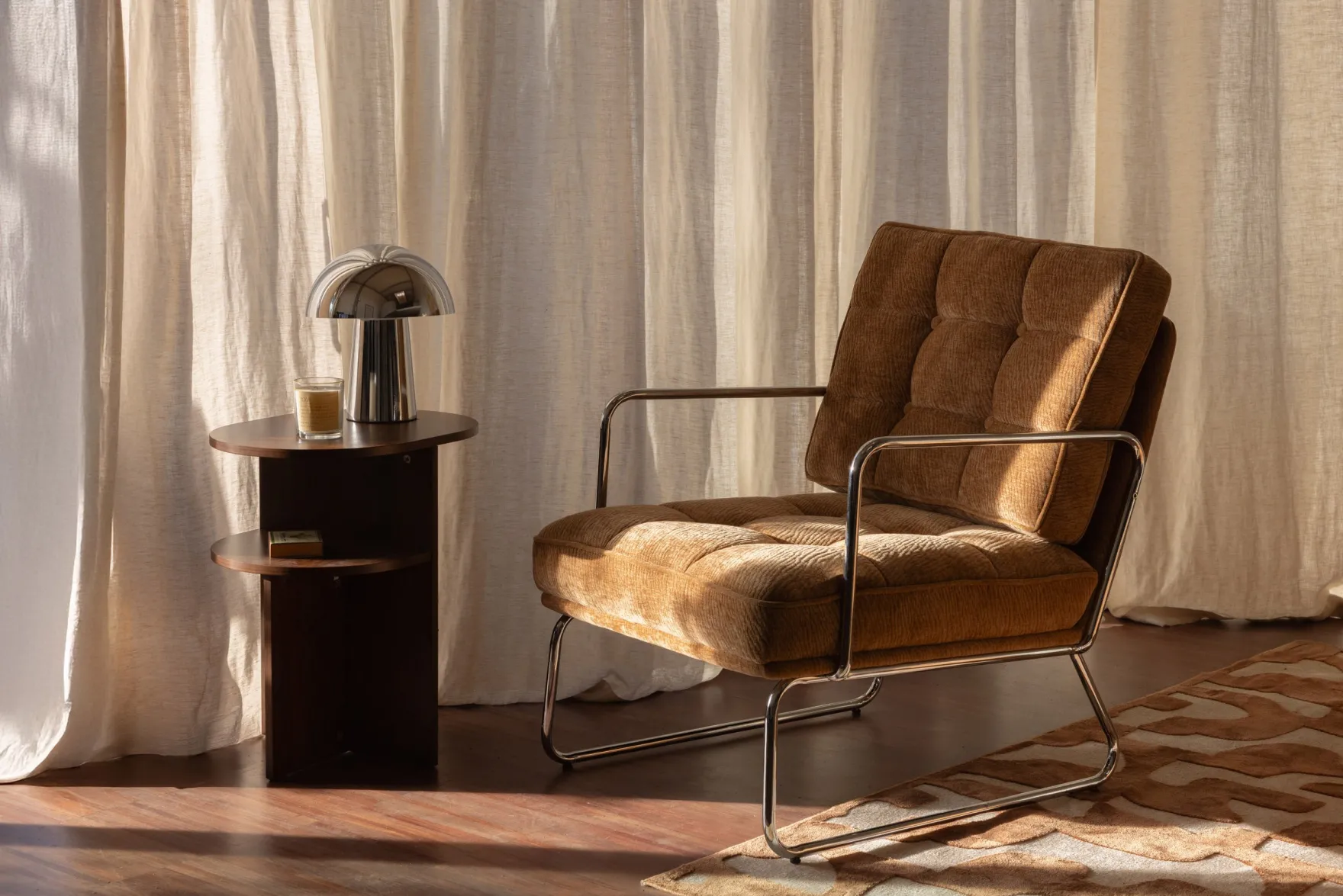 Table de chevet, Effet bois noyer, H54 Kyoto