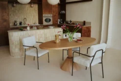 Table à manger, Bois blond, Ø180 Izia