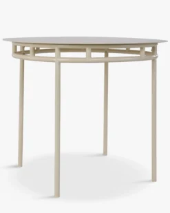 Table à manger de jardin, pour 4 personnes, Métal beige amande, Ø90 Maddalena