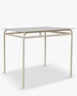 Table à manger de jardin, pour 4 personnes, Métal beige amande, 90x90 Maddalena