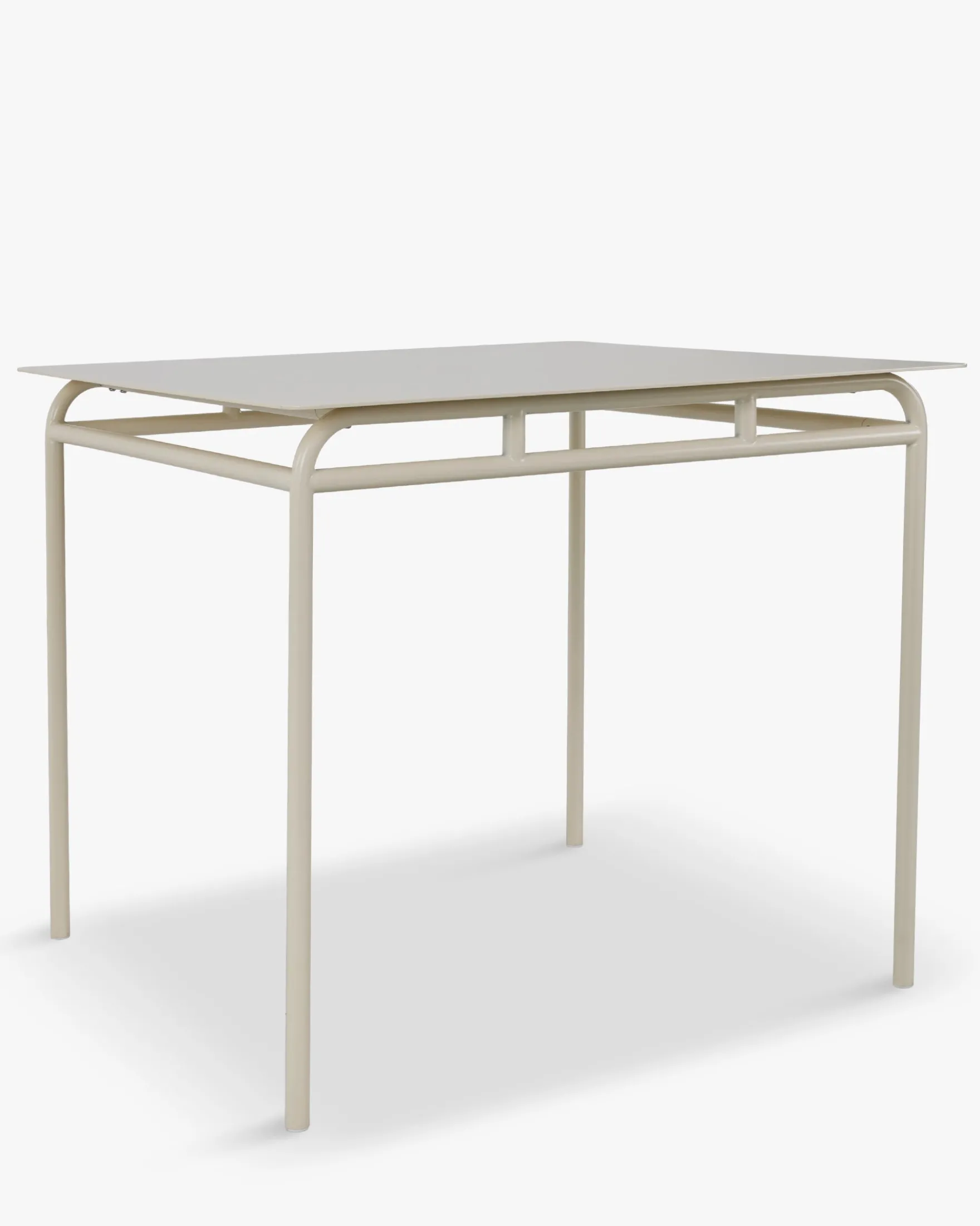 Table à manger de jardin, pour 4 personnes, Métal beige amande, 90x90 Maddalena