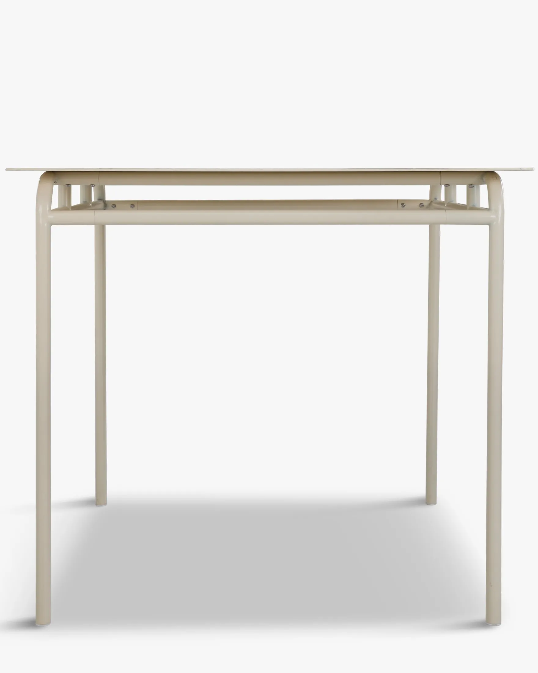 Table à manger de jardin, pour 4 personnes, Métal beige amande, 90x90 Maddalena