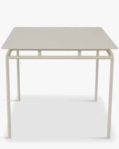 Table à manger de jardin, pour 4 personnes, Métal beige amande, 90x90 Maddalena