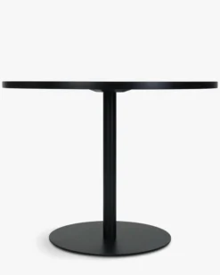 Table à manger de jardin, pour 4 personnes, Verre noir & métal noir, Ø100 Echo
