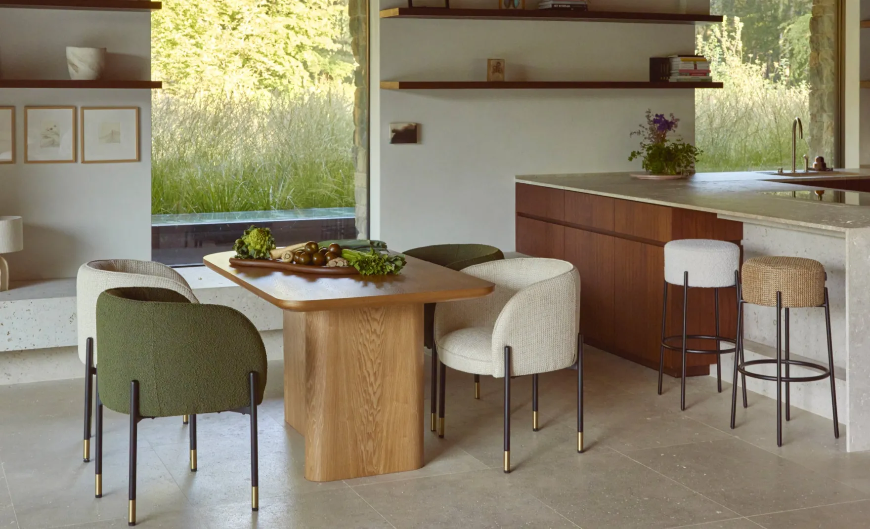 Table à manger extensible, pour 4-6-8 personnes, Bois blond, L160-195-230 Columbia
