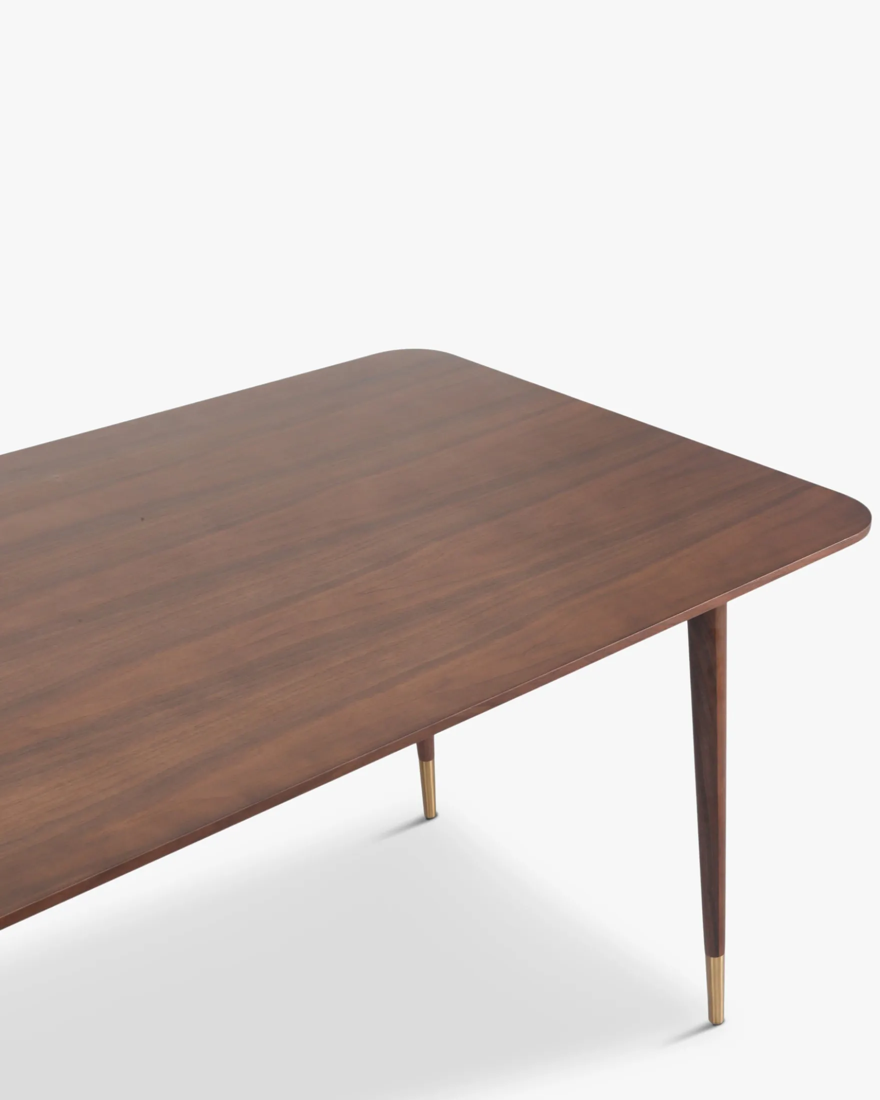 Table à manger, pour 6 personnes, Bois noyer & métal doré, L160 Vinyle