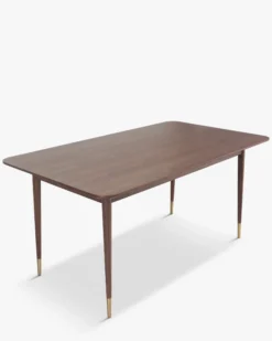 Table à manger, pour 6 personnes, Bois noyer & métal doré, L160 Vinyle