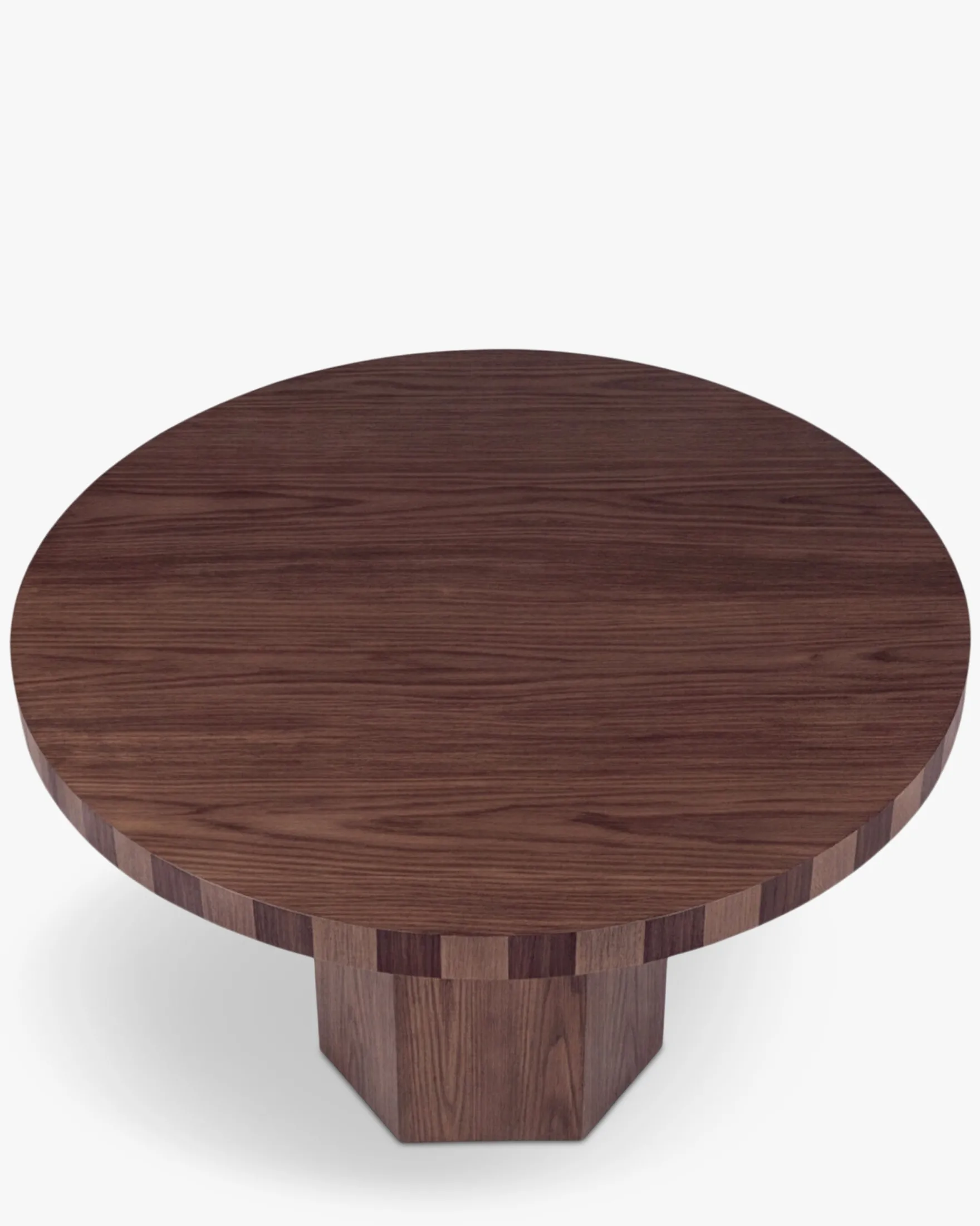 Tables à manger, pour 4 personnes, Bois teinte noyer, Ø120 Modanata