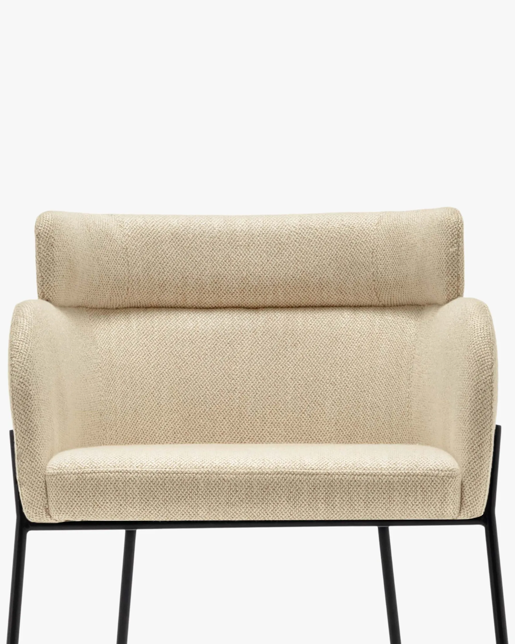 Tabouret de bar, Beige sable & métal noir, H80 Baron