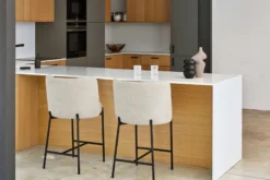 Tabouret de bar, Beige sésame & métal noir, H65 Ray