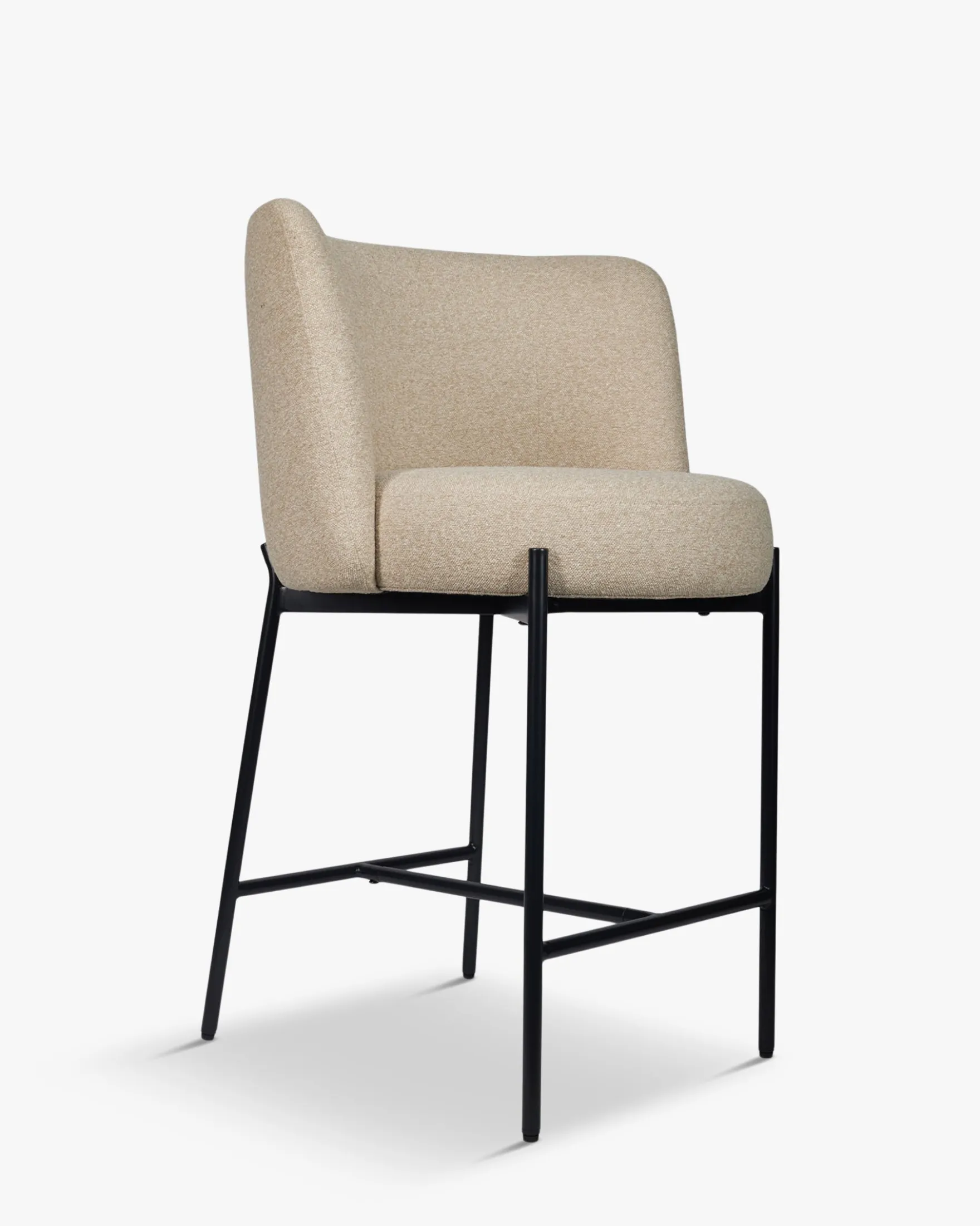 Tabouret de bar, Beige sésame & métal noir, H65 Ray